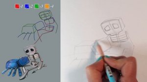 Как нарисовать мобов паука со скелетом | Майнкрафт