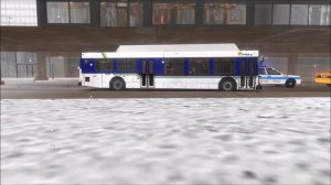 Snowy Bus Run In Downtown Chicago