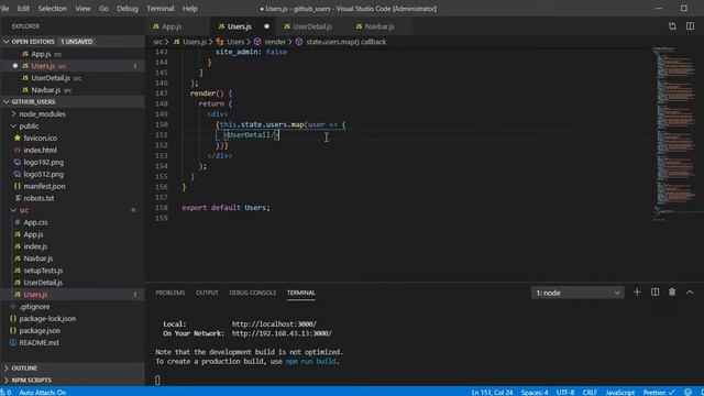 React Js show loaded data from array apply bootstrap card Lecture 7 User Detail смотреть онлайн