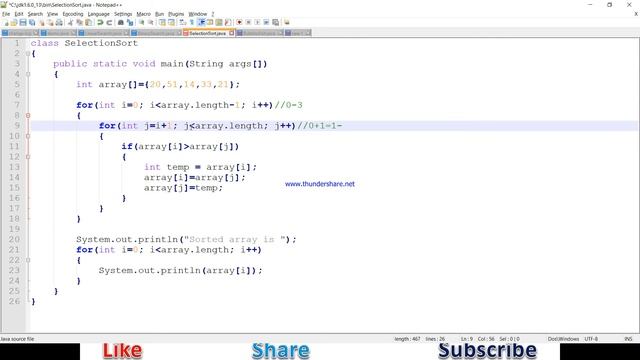 Selection Sort In Java Programming