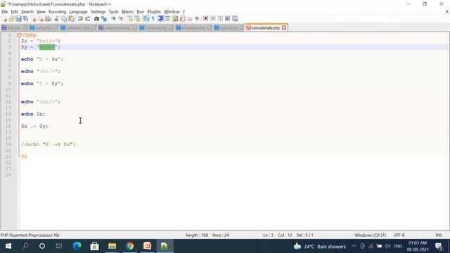 string operator in php with example | php string functions tutorial | concatenation operator in php