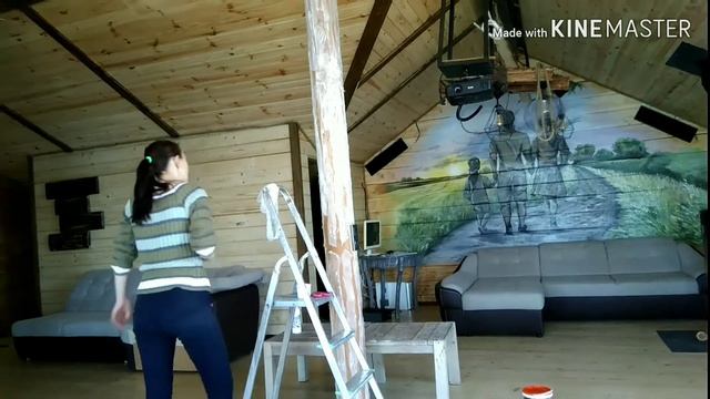 DIY. ✔️Художественная лепка. Декор деревянного столба. Имитация коры. Art modeling Decor wooden pos