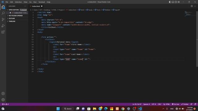 Fieldset & Legend in HTML | #html | #coding | #vscode | #webdevelopment | #webdesign