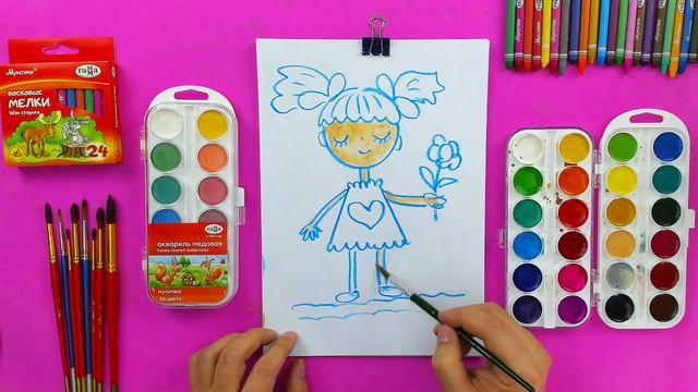 Как нарисовать ДЕВОЧКУ - простые рисунки для детей смотреть онлайн