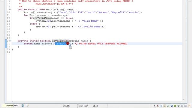 VALIDATE NAME USING REGEX IN JAVA смотреть онлайн