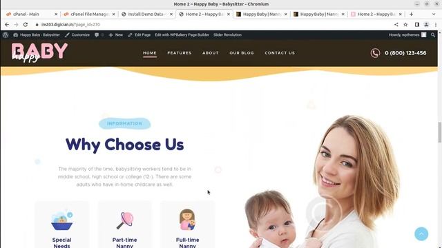 Nanny  Babysitting Services Website   Kindergarten Child Care Theme  Happy Baby WordPress Theme