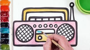 Рисуем и раскашиваем классный магнитофон !\\ Рисование для мальчиков! Давайте рисовать  вместе!