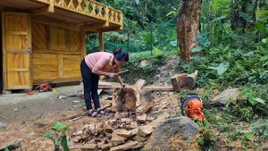 how the girl designed the drinking table alone in the wild _ Bushcraft | Ly Thi Ngoc