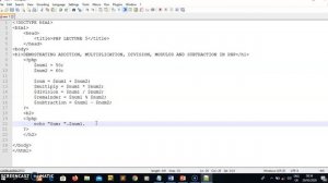 PHP Lecture 5: ADDITION, MULTIPLICATION, DIVISION, MODULUS, AND SUBTRACTION IN PHP