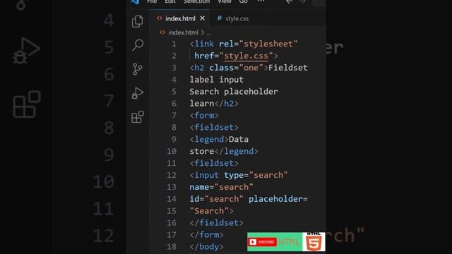 html Fieldset input search placeholder learn #html #python #htmlcode #coading #coder #html5 #htmlcs