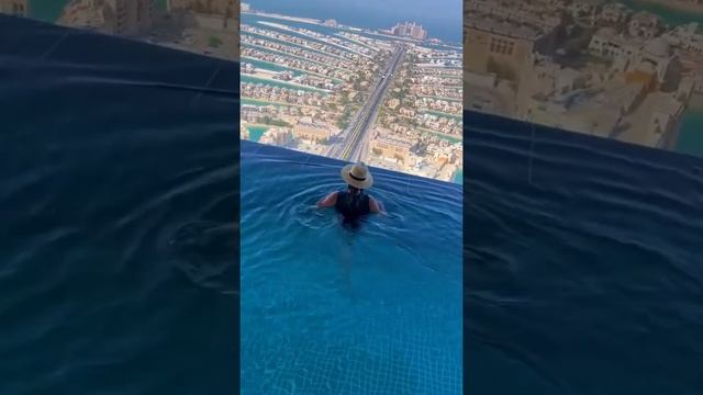 Epic view from the world's highest 360° infinity pool at almost 210 meters high in Dubai! ???