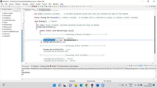 Types of Variables in Java telugu || Local, Instance , Static || To accessing variables In Class смотреть онлайн