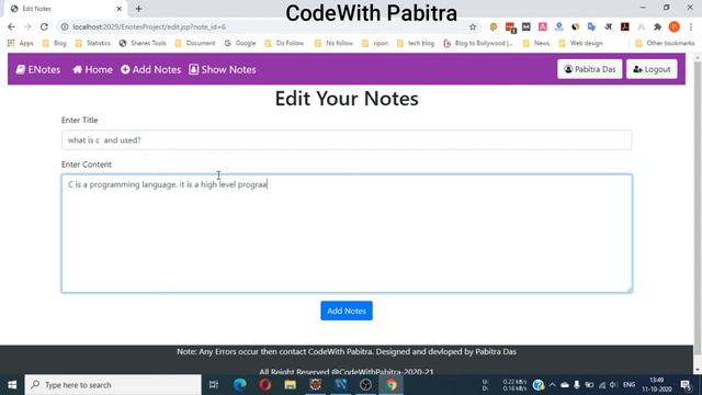 ENotes Project Part-8 Using Java |Advance java Project Using JSP, Servlet |Java Web Application