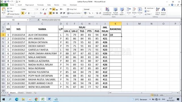 Cara Menggunakan Rumus RANK di Excel смотреть онлайн