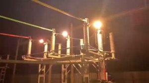 ПС 110 КВ. ЛР 110. ВКЛЮЧЕНИЕ ТРАНСФОРМАТОРА (110/35/10) НА ХОЛОСТОЙ ХОД. Замедленная съёмка.