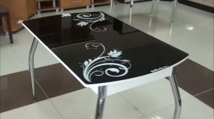 Раскладной стол со стеклом для кухни "Бенефиз"