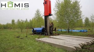 Фундамент на железобетонных сваях. Процесс забивки сваи 200*200*3000 мм
