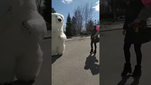 Поздравили прям перед учебой! Поздравление от белого медведя