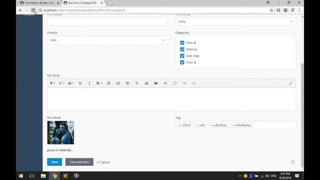 [#October CMS] Phần 16 - làm quen với các control cũng như cách dùng fileupload để quản lý thumbnai смотреть онлайн