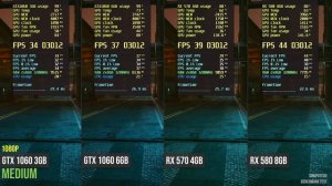 GTX 1060 3GB vs GTX 1060 6GB vs RX 570 vs RX 580 Cyberpunk 2077