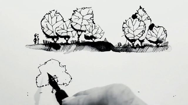 Стилизованные деревья-ландшафтный скетчинг. Как просто рисовать деревья в архитектурной графике