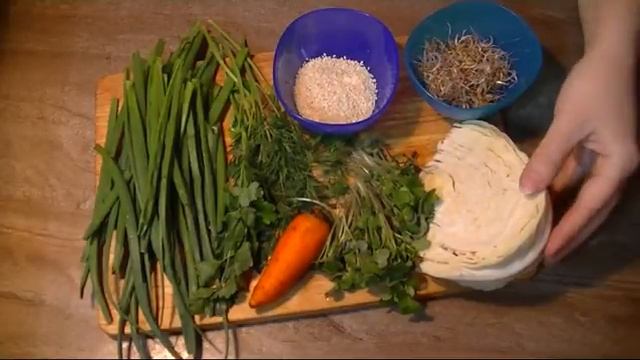 Микрозелень горчицы со свежей капустой и зеленью. смотреть онлайн