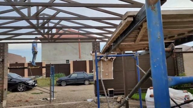 Металлокаркас навеса 7,2 на 6,4 метра