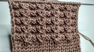 Простой рельефный узор спицами из 4-х рядов. Описание узора под видео