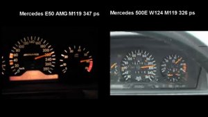 Mercedes W124 500E M119 326 ps vs Mercedes W210 E50 AMG M119 347 ps drag acceleration
