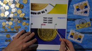 Редкая монета Украины 10 копеек 2012 года.Поиск с помощью нумизматической линейки.Видео инструкция