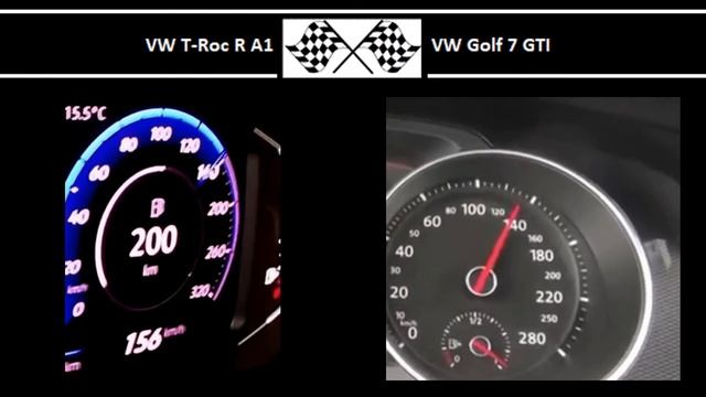 VW T-Roc R A1 VS. VW Golf 7 GTI - Acceleration 0-100km/h смотреть онлайн