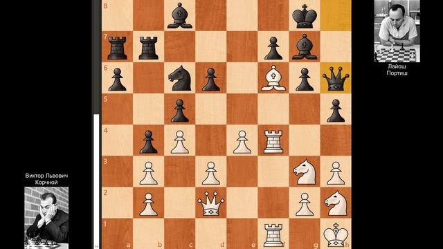 Победа Портиша над Корчным, 3-й тур турнира сборная СССР против сборной мира 1970 года, Белград.
