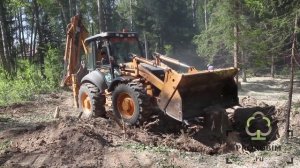 Корчевание пней трактором