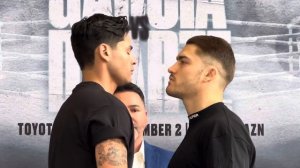 RYAN GARCIA GETS ANGRY & TRIES TO PUNK OSCAR DUARTE AT FIRST FACE OFF; REFUSES TO BREAK STAREDOWN