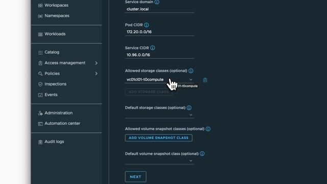 Deploy Kubernetes clusters, using the UI in Tanzu Mission Control (TMC)