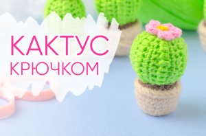 МИНИ кактус крючком. Вязаные цветы крючком