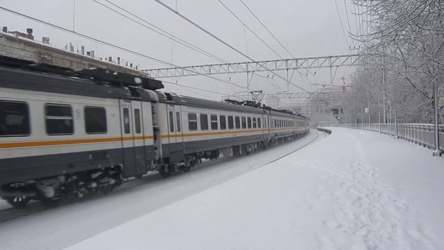 Электропоезд ЭД4М-0446 ЦППК платформа Электрозаводская 13.02.2019