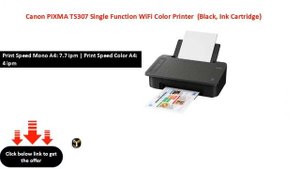 Canon PIXMA TS307 Single Function WiFi Color Printer Black, Ink Cartridge