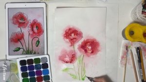 Как нарисовать маки (цветы) в акварели