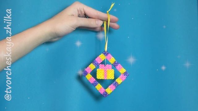 Поделки на Новый год! Игрушки на елку из термомозаики. Тигренок на елку