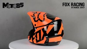 Fox Racing V1 Race 2017 шлем кроссовый, оранжево черный. Вид 360°