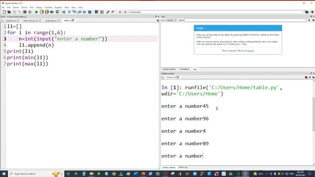 python program  to print the maximum and minimum elements from the  numbers entered by the user