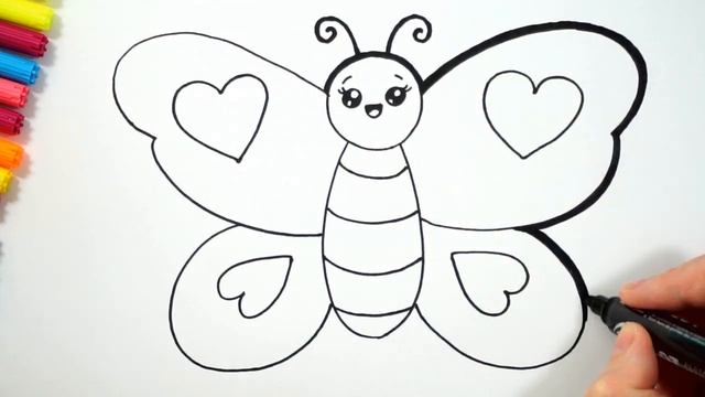 Bolalar uchun kelebekni chizish/Drawing butterflies for children/Рисование бабочки для детей смотреть онлайн