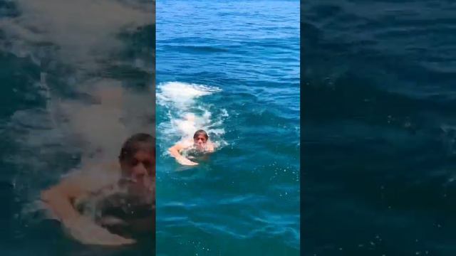 Lorenzo swimming in Sydney’s harbour