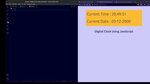 Digital Clock Using JavaScript | Build a Real-Time Clock with JavaScript | HTML CSS JavaScript