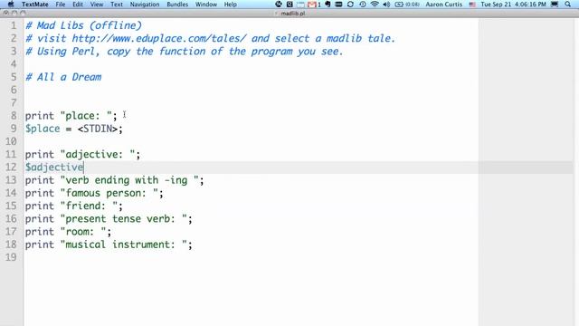 BYUH CIS 101 03 Madlibs with Perl смотреть онлайн