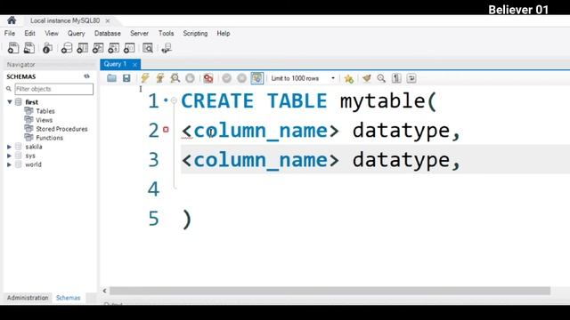 Creation of Table in SQL in Telugu | DBMS Tutorial | MySQL