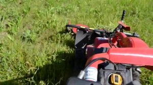 Скашивание травы мотоблоком Салют с роторной косилкой
