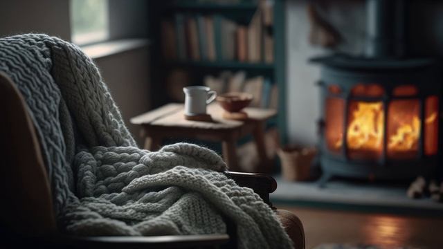 Наслаждайтесь спокойной атмосферой чтения уютное кресло, потрескивающий камин