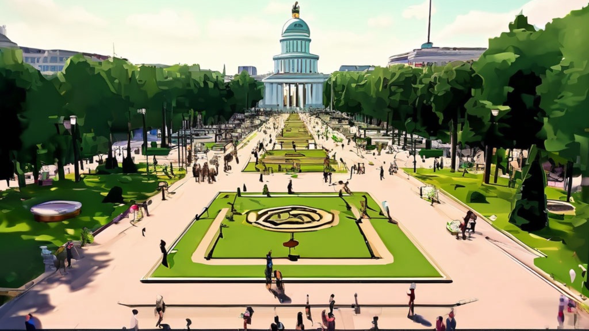 Парк Горького, небольшая прогулка. Москва 2030
